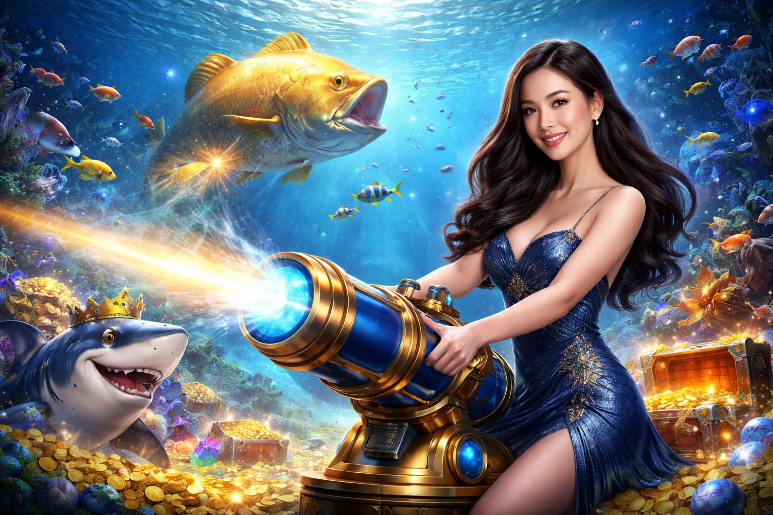 Hình ảnh game bắn cá acb vip với nhiều cá và vàng